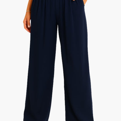 Women's High Waist Elastic Pants Wide Leg