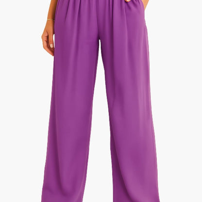 Women's High Waist Elastic Pants Wide Leg