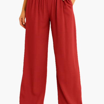 Women's High Waist Elastic Pants Wide Leg