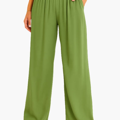 Women's High Waist Elastic Pants Wide Leg