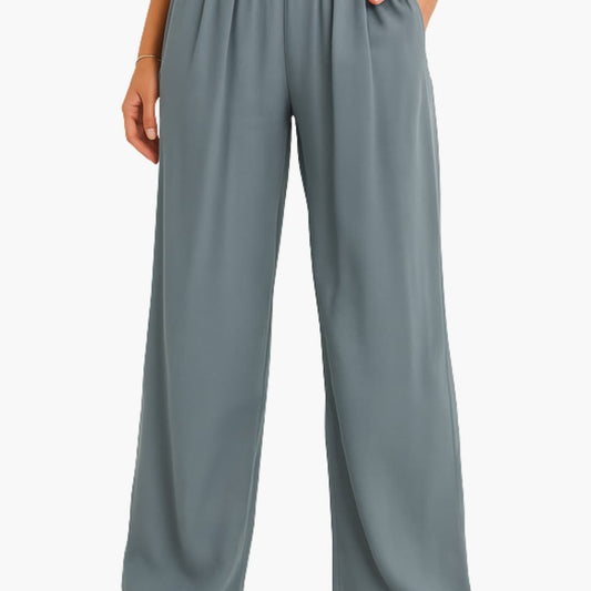 Women's High Waist Elastic Pants Wide Leg - Fashinoza