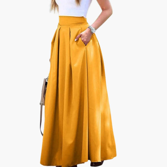 Women's Pleated Midi Skirt High Waist - Fashinoza