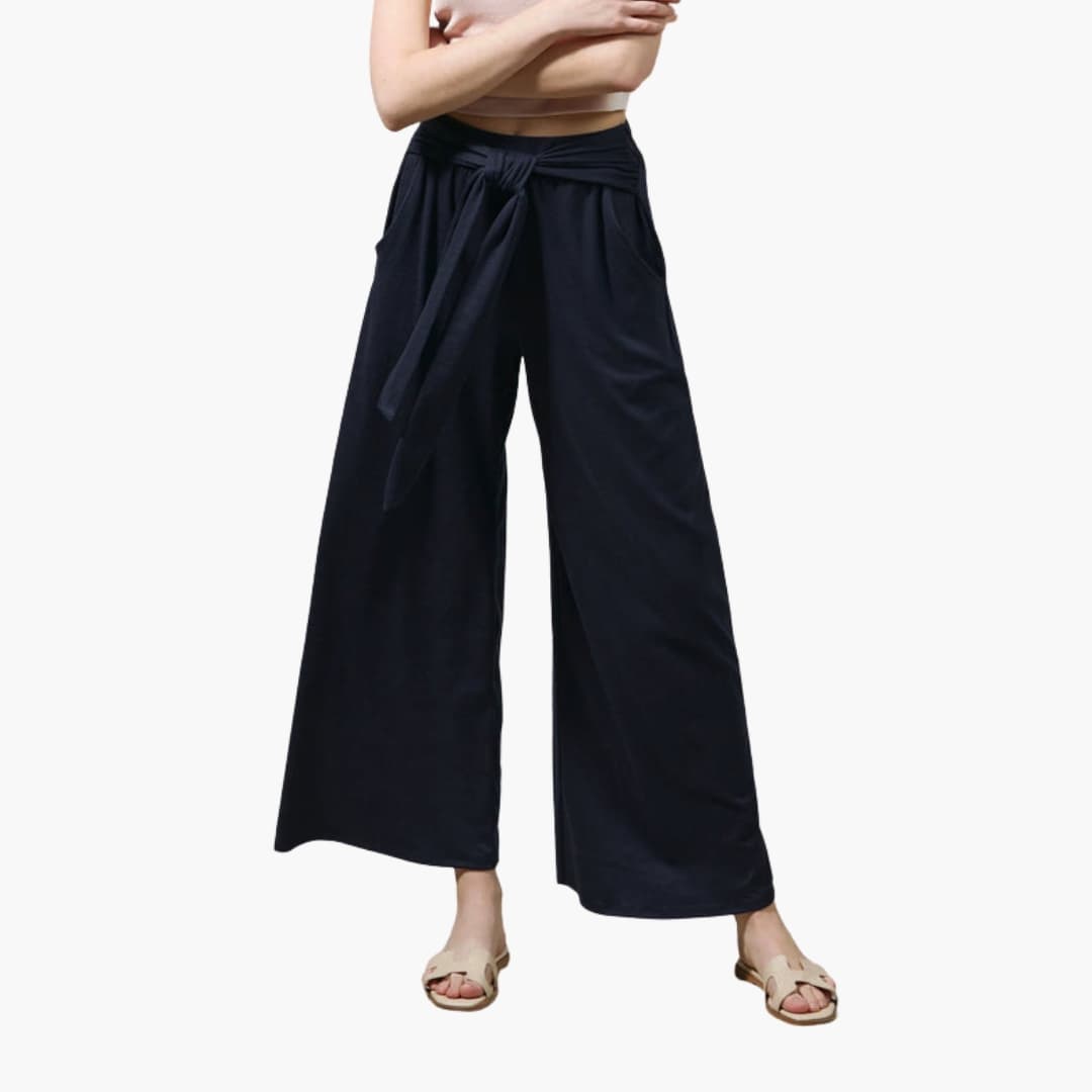 Women's Wide Leg High Waisted Pants Bow Tie Waist Summer
