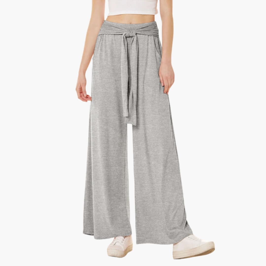Women's Wide Leg High Waisted Pants Bow Tie Waist Summer - Fashinoza