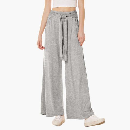 Women's Wide Leg High Waisted Pants Bow Tie Waist Summer - Fashinoza