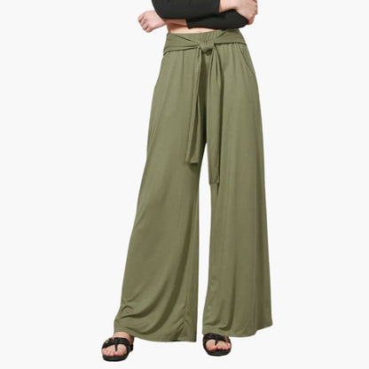 Women's Wide Leg High Waisted Pants Bow Tie Waist Summer