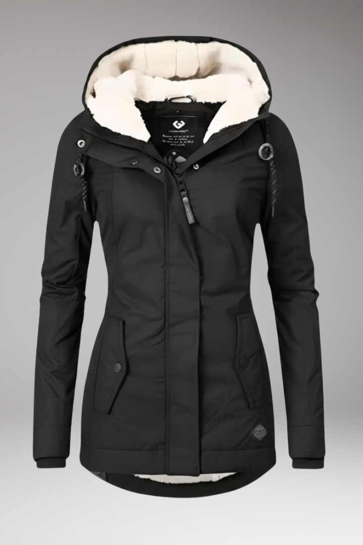Women's Hooded Zip Coat With Side Pockets - 
Fashinoza