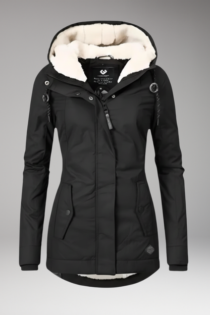 Women's Hooded Zip Coat With Side Pockets - 
Fashinoza
