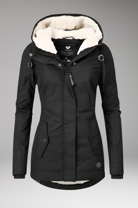 Women's Hooded Zip Coat With Side Pockets - 
Fashinoza