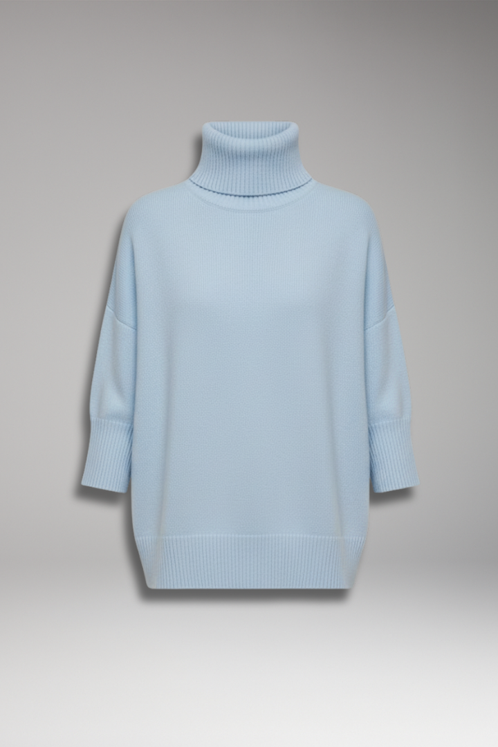 Women's Turtleneck Sweater Dolman Sleeves Ribbed Hem - 
Fashinoza