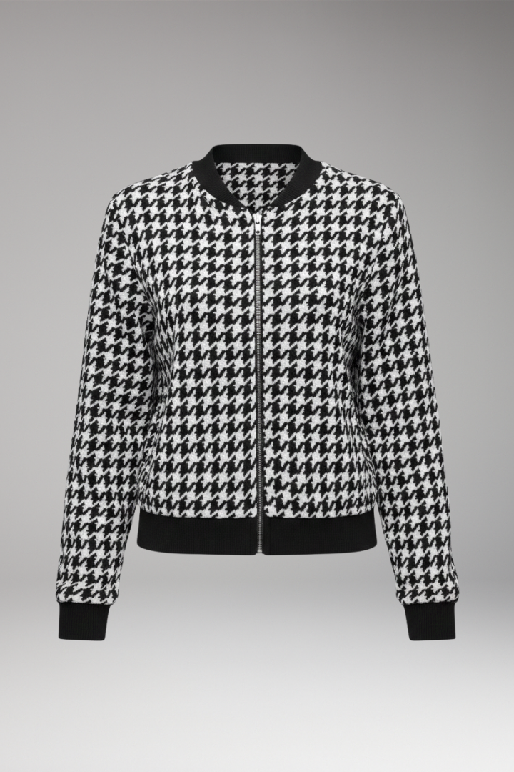 Women's Plaid Jacket Front Zip Closure - 
Fashinoza