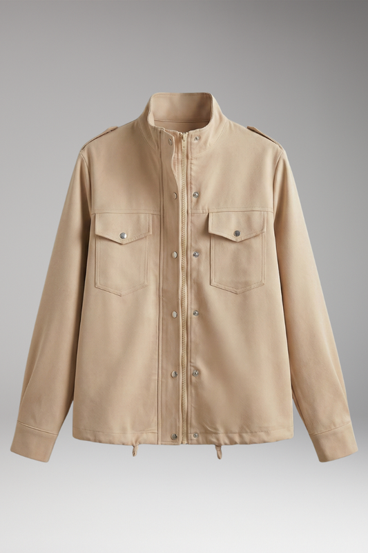 Women's Stand Up Collar Jacket Chest Pockets - 
Fashinoza