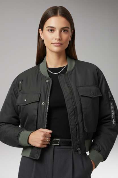 Women's Long Sleeve Jacket Front Zip Closure