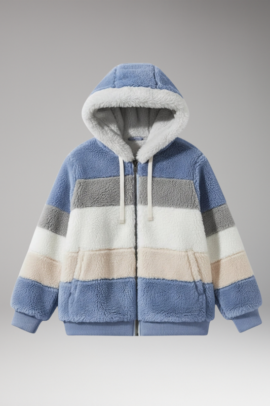 Women's Hooded Striped Jacket - 
Fashinoza