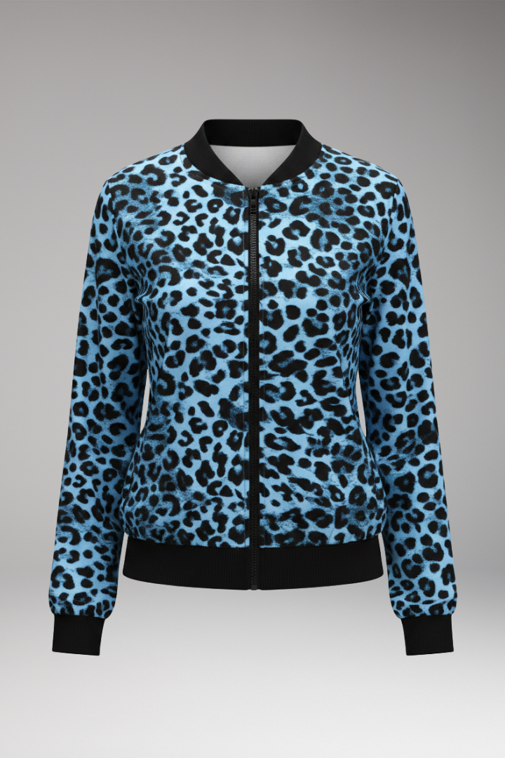 Women's Patterned Jacket Ribbed Trim - 
Fashinoza