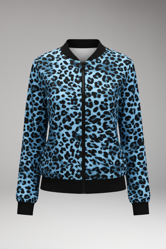 Women's Patterned Jacket Ribbed Trim - 
Fashinoza