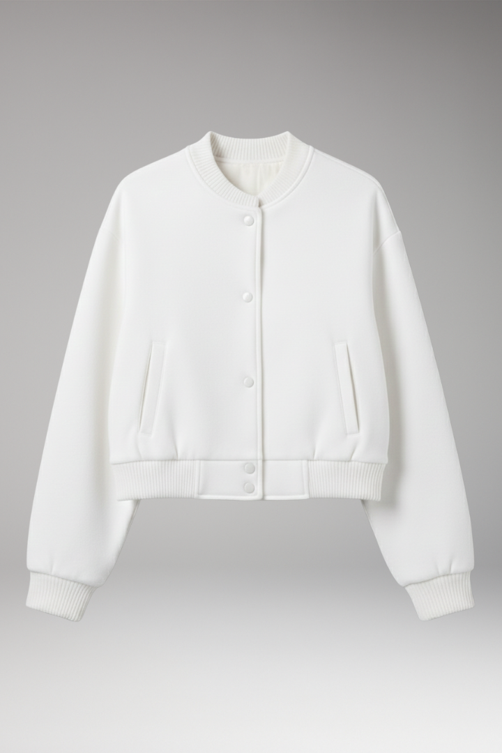 Women's Cropped Jacket Snap Closure - 
Fashinoza