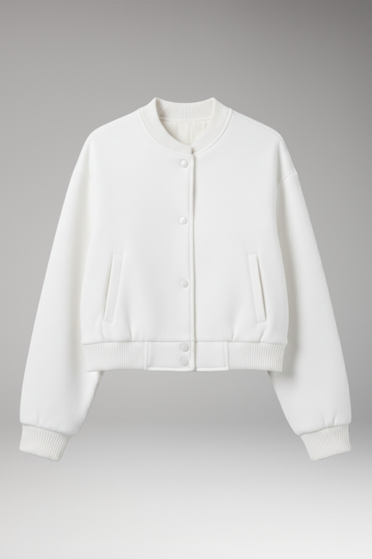 Women's Cropped Jacket Snap Closure - 
Fashinoza