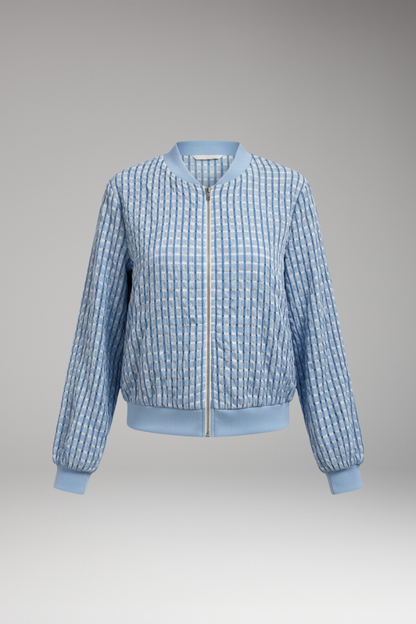 Women's Textured Zip Jacket - 
Fashinoza