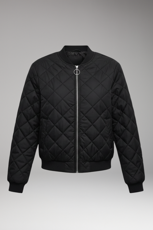 Women's Quilted Zipper Jacket - 
Fashinoza