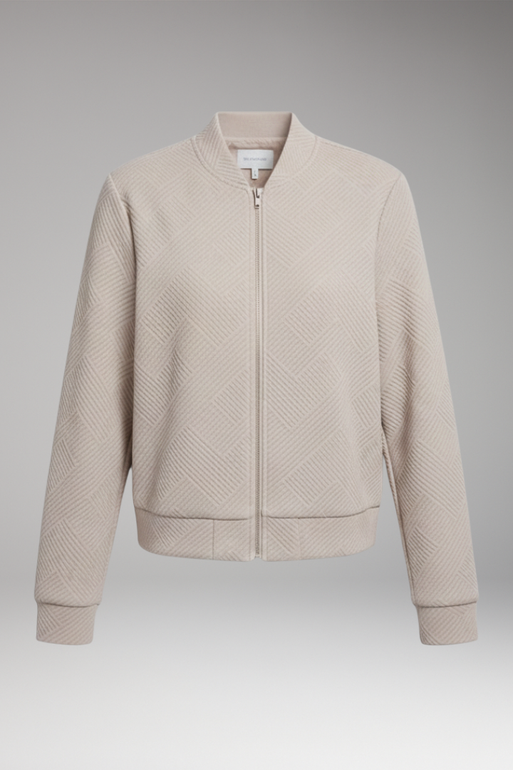 Women's Zipper Jacket Ribbed Surface - 
Fashinoza