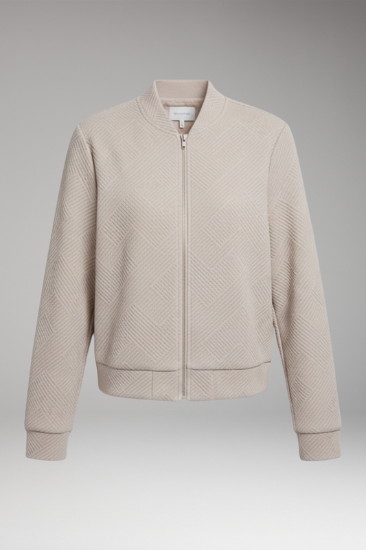 Women's Zipper Jacket Ribbed Surface - 
Fashinoza
