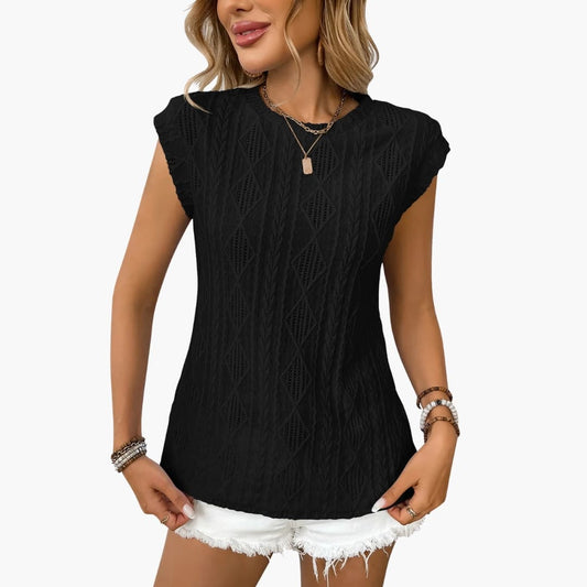 Women's Short Sleeve Crew Neck T-Shirt 3D Texture - Fashinoza
