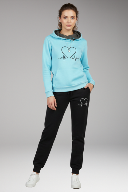 Women's Printed Jogging Suit Hoodie And Tapered Pants