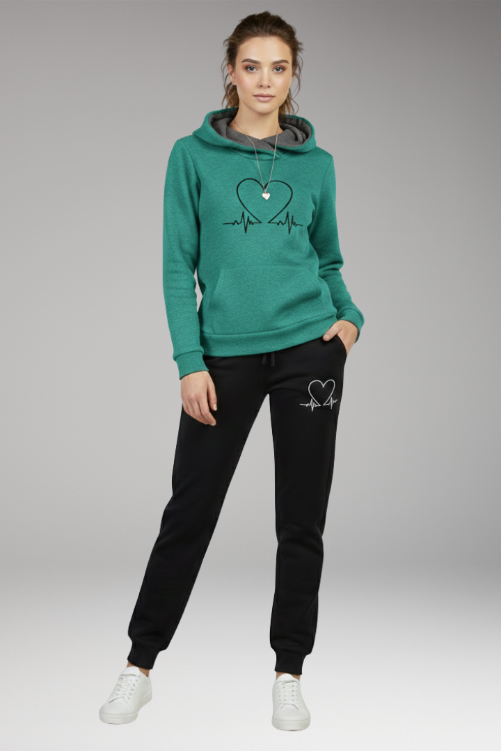 Women's Printed Jogging Suit Hoodie And Tapered Pants