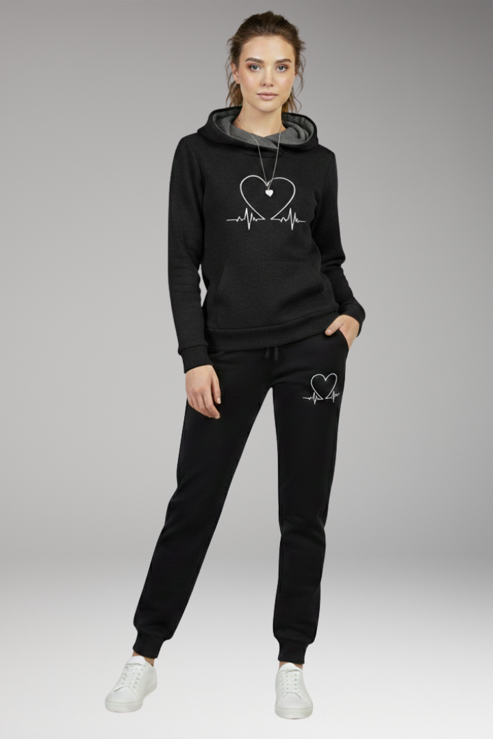 Women's Printed Jogging Suit Hoodie And Tapered Pants