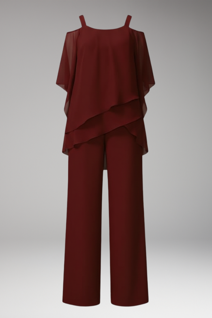 Women's Cold Shoulder Jumpsuit Wide Leg Pants - 
Fashinoza