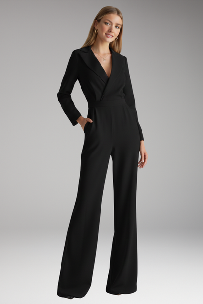 Women's Wide Leg Jumpsuit Shirt Collar