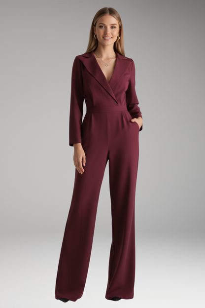 Women's Wide Leg Jumpsuit Shirt Collar