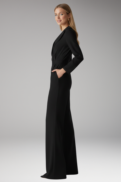 Women's Wide Leg Jumpsuit Shirt Collar