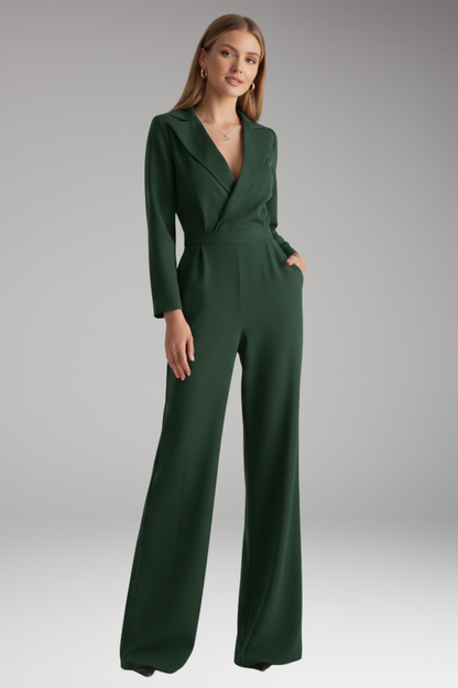 Women's Wide Leg Jumpsuit Shirt Collar