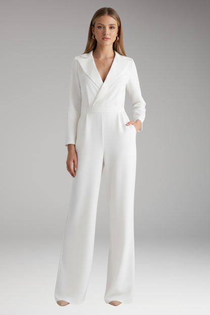 Women's Wide Leg Jumpsuit Shirt Collar