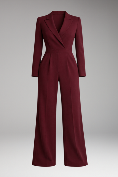 Women's Wide Leg Jumpsuit Wrap Neckline - 
Fashinoza