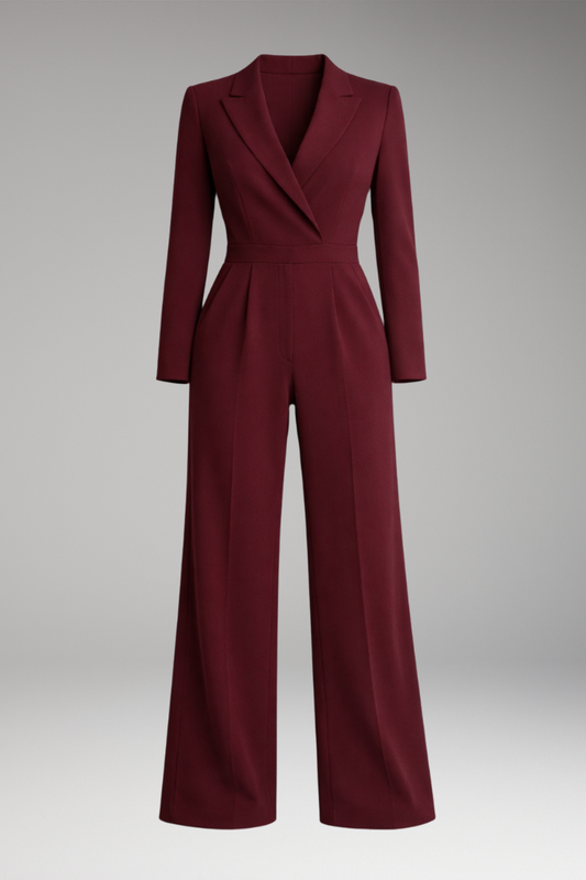 Women's Wide Leg Jumpsuit Wrap Neckline - 
Fashinoza