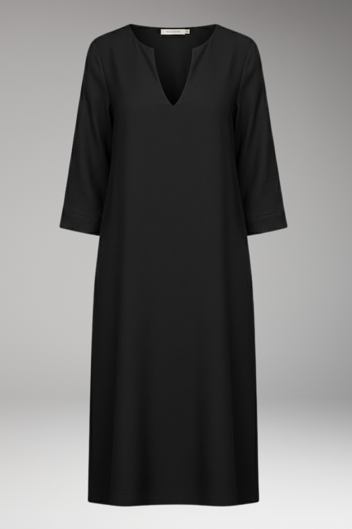 Women's V-Neck Knee-Length Dress Three-Quarter Sleeves - 
Fashinoza