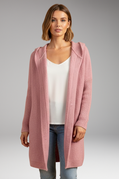 Women's Hooded Open Front Cardigan Sweater