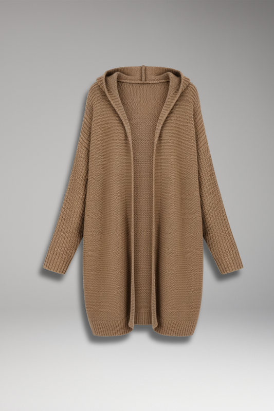 Women's Hooded Open Front Cardigan Sweater - 
Fashinoza