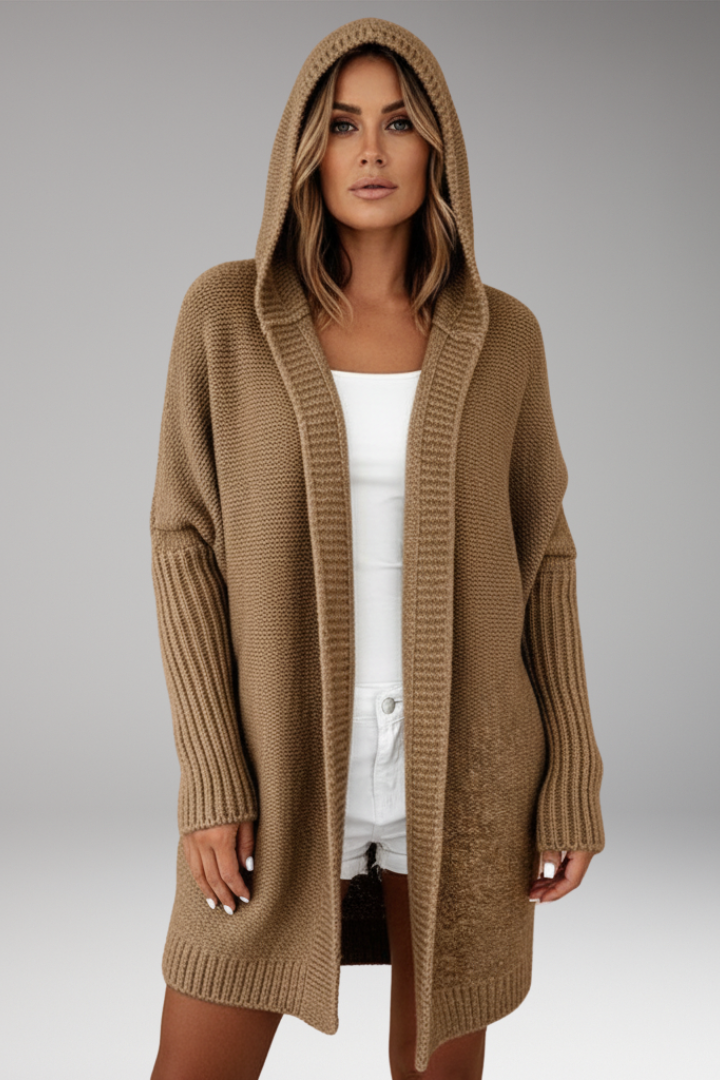 Women's Hooded Open Front Cardigan Sweater