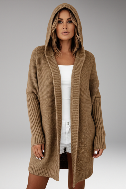 Women's Hooded Open Front Cardigan Sweater