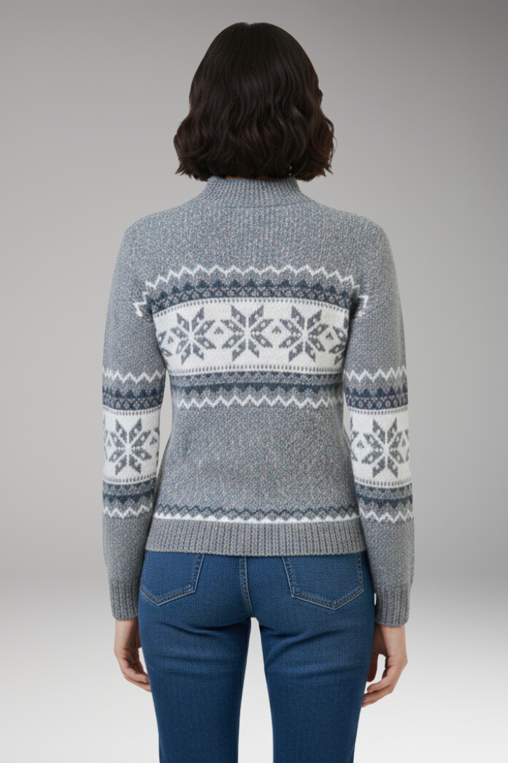 Women's Knit Sweater Patterned Stand Collar