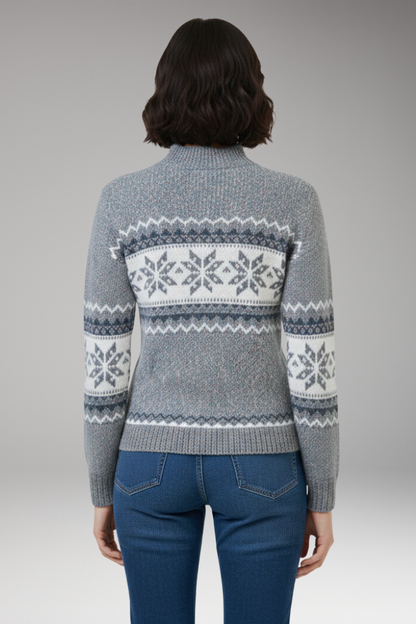 Women's Knit Sweater Patterned Stand Collar