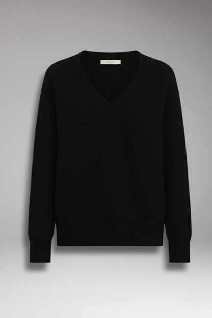 Women's V Neck Sweater Ribbed Cuffs - 
Fashinoza