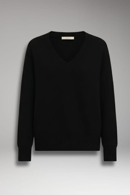 Women's V Neck Sweater Ribbed Cuffs - 
Fashinoza