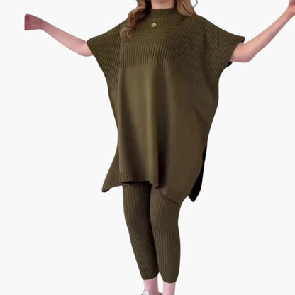 Women's Knit Long Sleeve And Pants Set - Fashinoza