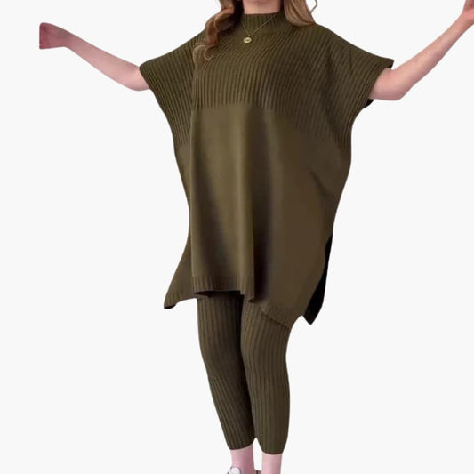 Women's Knit Long Sleeve And Pants Set - Fashinoza