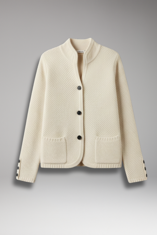 Women's Knit Button Jacket with Pockets - 
Fashinoza